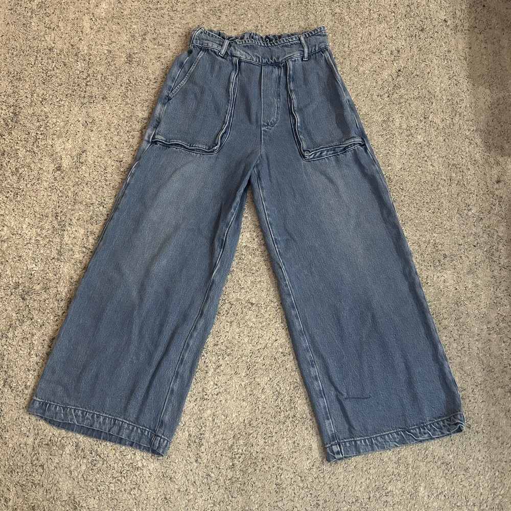 YFB Young Fabulous & Broke Wide Leg Denim Pants Womens Medium Blue Boho